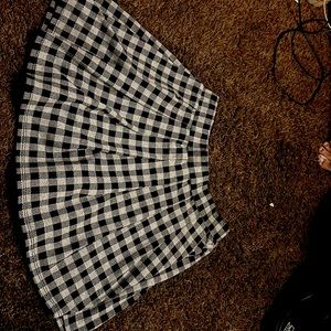Black Gray Plaid Pleated Skort